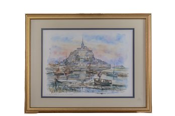 SIGNED LEGAI WATERCOLOR 'LE MONT ST MICHAEL'