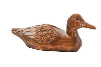 HAND CARVED WOOD DUCK DECOY SIGNED