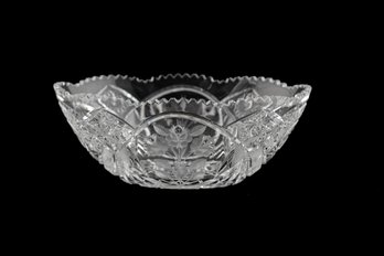 CHRISTIAN DORFLINGER RENOWN GLASS MAKER CUT GLASS & ETCHED OVAL DISH