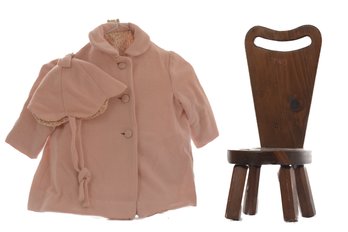 CHILD HAND MADE TIME OUT CHAIR & TODDLER PINK SPRING COAT