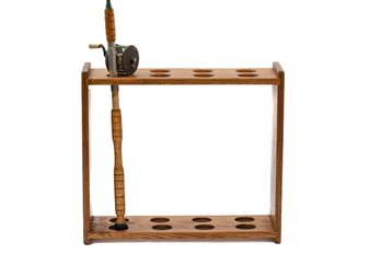 FLY FISHING POLE OR POOL CUE STICK HOLDER STAND