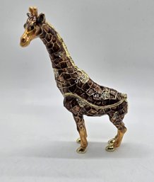 Giraffe Enameled Trinket Box With White Stones