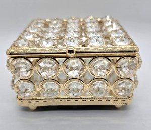 Square Crystal Jewelry Box In Gold Tone