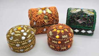 4 Beaded And Jeweled Trinket Boxes