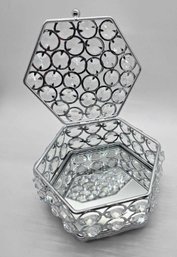 Silver Color Hexagon Design Crystal Jewelry Box