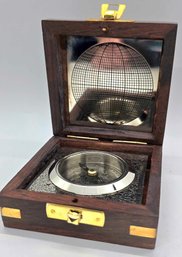 Handcrafted Wooden Box With Built-in Silver Tone Compass