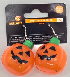 Light Up Pumpkin Earrings With One Extra Earring