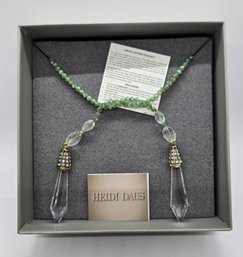 Heidi Daus Peridot Green Bead & Crystal Lariat Rope Necklace