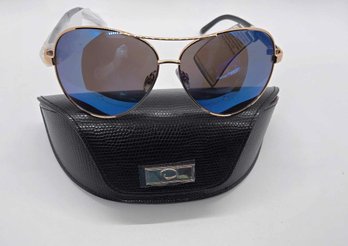 OSCAR By Oscar De La Renta Gold/Blue Aviator Sunglasses With Branded Case