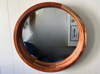 CB2 Acacia Wood Framed Round 24-Inch Mirror, Retails For $199