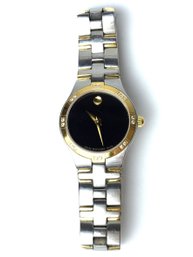 Movado Museum Swiss Made Black Dial Two Tone Sapphire Crystal Ladies Watch