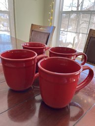 4 Beautiful Red Mugs