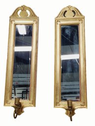 A Pair Of 1990s IKEA Gilt-wood 'Regnaholm' Mirror Wall Sconces