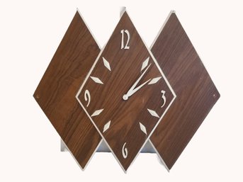 Vintage Sessions Wood MCM Wall Clock Untested