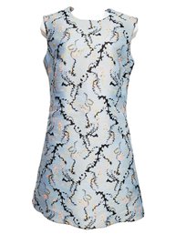 Ladies Mary Katrantzou Sleeveless Poly Silk Pale Blue With Abstract Design Dress Size 8