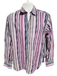 Men's Robert Graham Colorful Striped Long Sleeve Button Down Size Medium Shirt