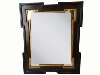 Dramatic Very Large Vintage Neoclassical Style Brown & Gold Wood Wall Mirror