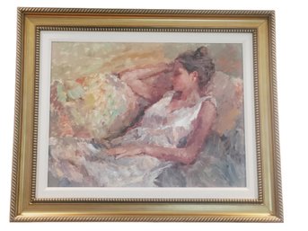 Wonderful Framed Hua Chen Afternoon Nap  Limited Edition Giclee Canvas Signed