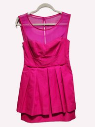 Lovely Hot Pink Nanette Lepore NYC Size 4 Ladies Sleeveless Lightshow Illusion Peplum Dress