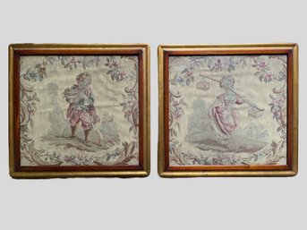 A Pair Of Framed Antique Tapestry