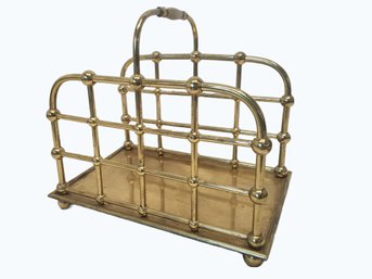 Substantial Mid Century Modern Vintage Solid Brass Magazine/newspaper Holder