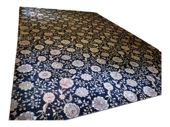 Hamilton House Nourison Black Floral 100 Percent Wool Pile Oversized 12.8' X 19'2' Area Rug