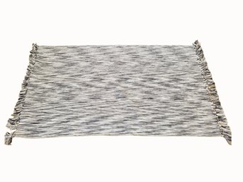 Black & White Woven Fringed Small Area Throw Scatter Rug