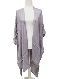 New Barbados Open Weave Kimono Beach Cover Up In Gray With Frayed Edges