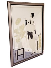 Vintage CoHo Collection Corp Robert Sandoval Art Deco Flapper Girl Erte / Bearsley Style Large Etched Mirror