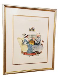 Framed Norman Rockwell Numbered & Signed Lithograph 102 / 1200 With COA -Gaily Sharing Vintage Times