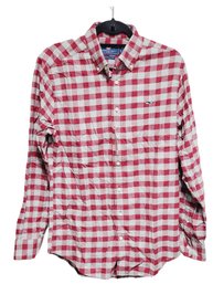 New Men's Vineyard Vines Buffalo Check Crimson Slim Fit Whale Shirt