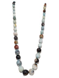 New Beautiful Graduated Beaded Amazonite Gemstone, Turquoise & Sterling 23' Long Shell Necklace (Lot B)