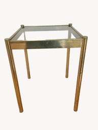 Small Vintage Smoked Glass Top Brass Side Table