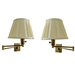 A Pair Of Brass Swing Arm Wired Sconces - Bed 2