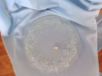 Neiman Marcus Dish  13 Glass Dish With Holly And Bowl.  13 In Diameter.  In Original Box