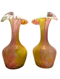 Pair Of Italian Glass Vases. 8' Tall