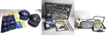 Yankees Memorabilia, Watch, Cards , Lunch Boxes, Mirror , Hats Plastic Babe Ruth Figurine And A Magazine