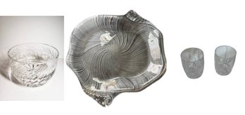 Mikasa Seashell Crystal Platter , Glasses And Bowl