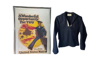 Go Navy ! Vintage Naval Clothing And 38'x26' Framed Promo Poster