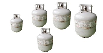 Five (5) 20 Lb Steel Propane/Lp Cylinder With OPD Valve - Empty