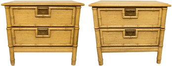 Pair Of Vintage Stanley Style Campaign Faux Bamboo Night Stands