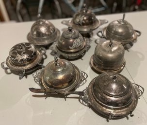 A Collection Of Nine Vintage Silver Plate Butter Dishes