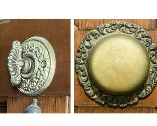 Antique Victorian Cast Iron & Brass Twist And Turn Mechanical Doorbell