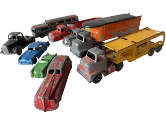 Collection Of Vintage Metal Toy Cars And Truck By Tootsietoy And More.
