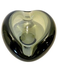 Signed Holmegaard, Thick Smoky Glass Mid Century Modern Ashtray.