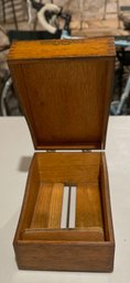 Antique Oak Wood Filing Box By Yawman & Free Manufacturing Company