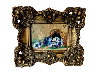 Blue Flowers In Ornate Gilt Frame