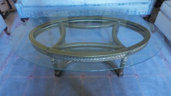 Gilded Glass Coffee Table With Ornamental Stand