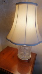 Small Crystal Lamp With Ivory Shade