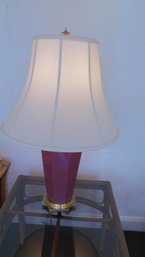 Mauve Ceramic Lamps With Brass Colored Base